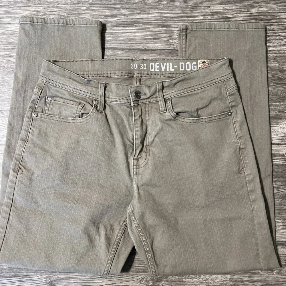 Devil Dog Dungarees Athletic Fit Rugged Tan Khaki Denim Jeans Size 30x30 (31x29)